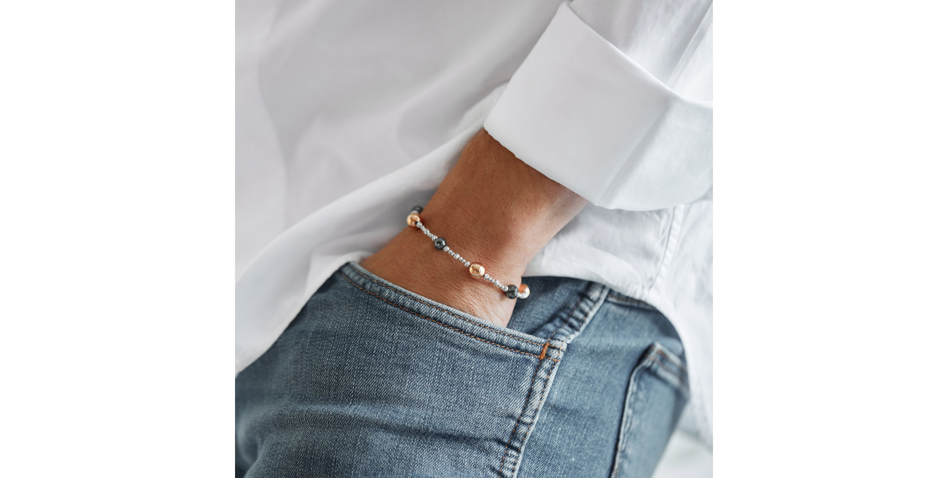 Náramok s čiernymi a bielymi diamantmi Nathan