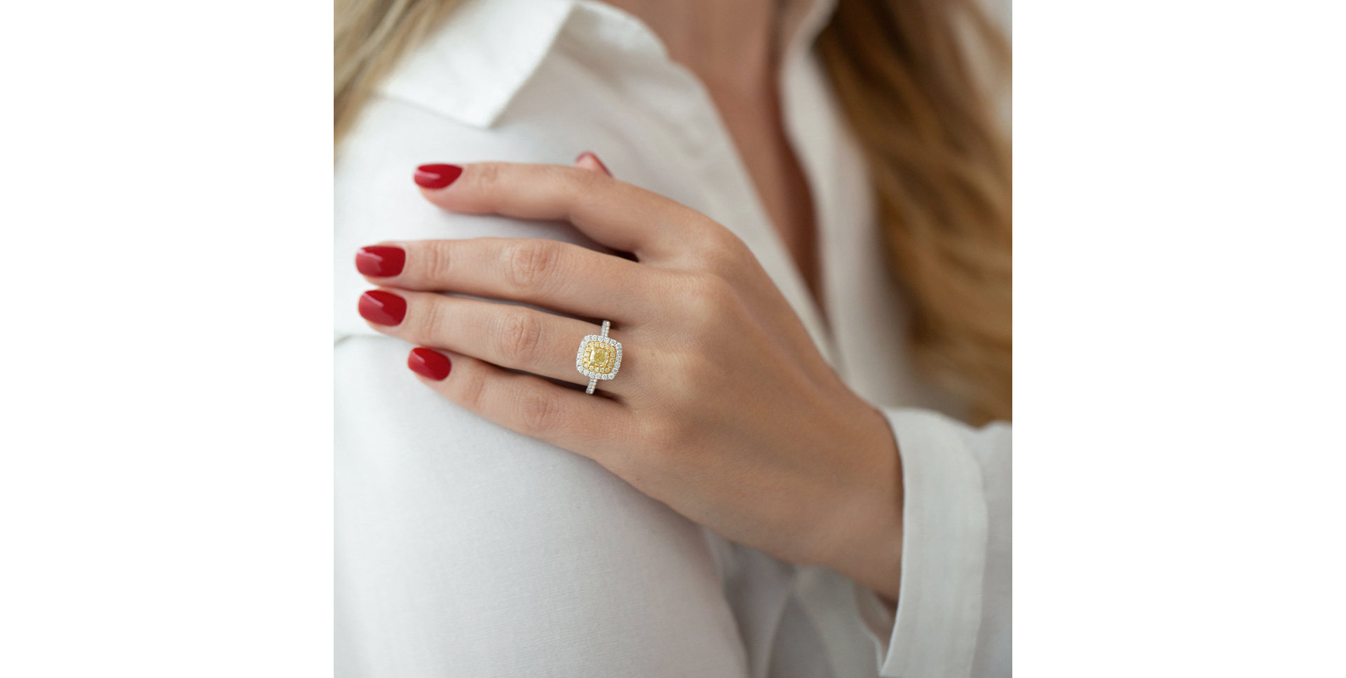 Prsteň s bielymi a žltými diamantmi Sparkling Rise