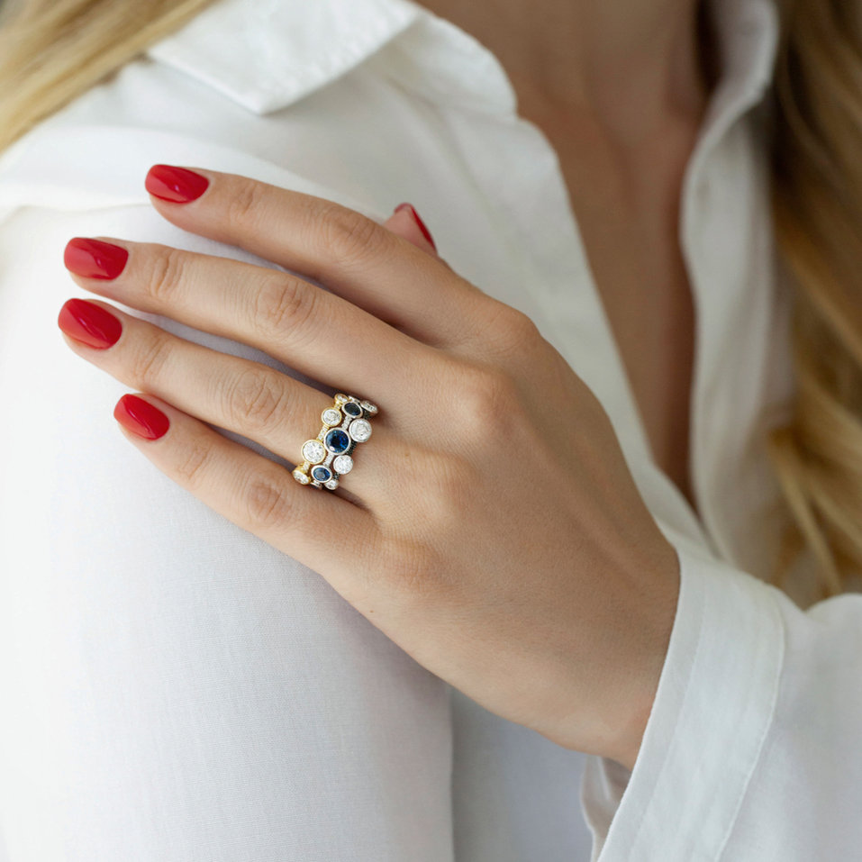 Prsteň s diamantmi a zafírmi Galaxy of Passion