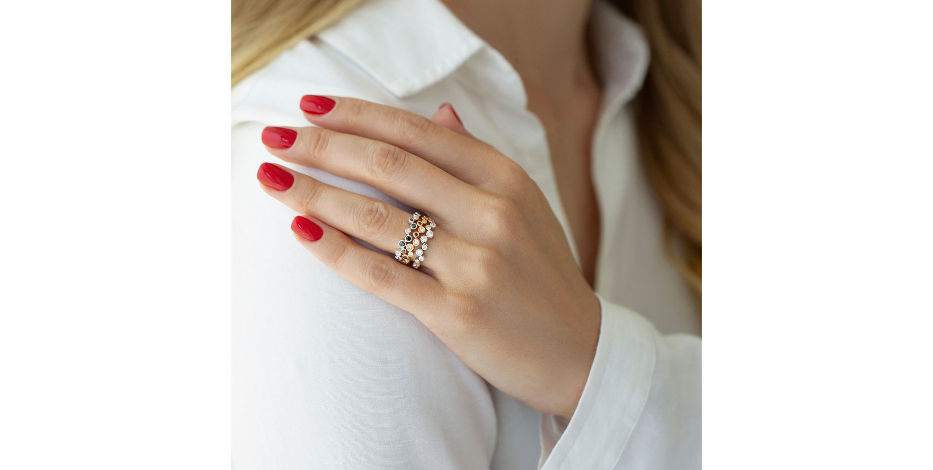 Prsteň s čiernymi a bielymi diamantmi Virgin Tears