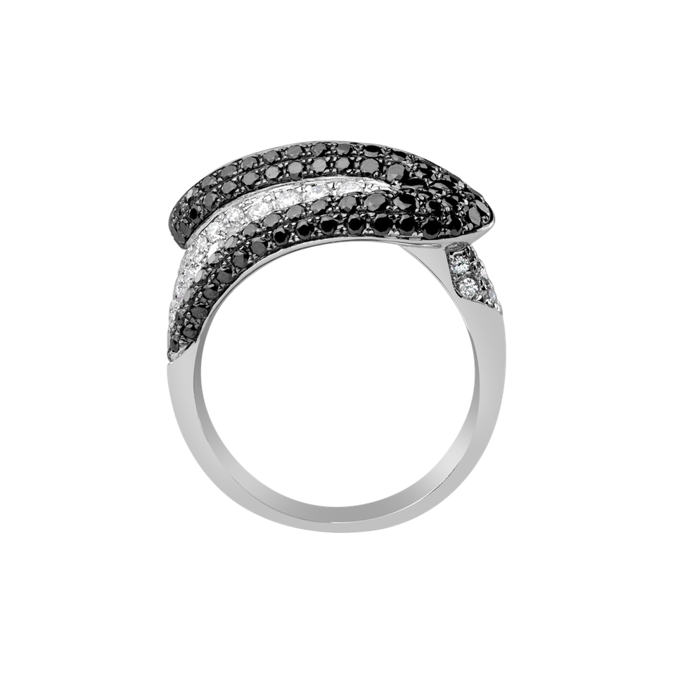 Prsteň s čiernymi a bielymi diamantmi Leah