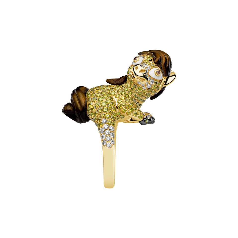 Prsteň s diamantmi a drahokamami Crazy Horse