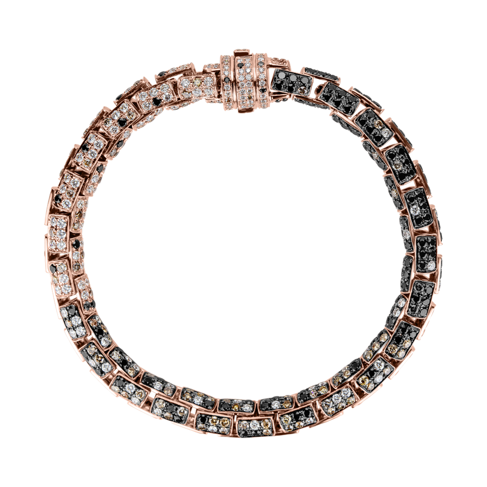 Náramok s bielymi, hnedými a čiernymi diamantmi Royal Ambassador