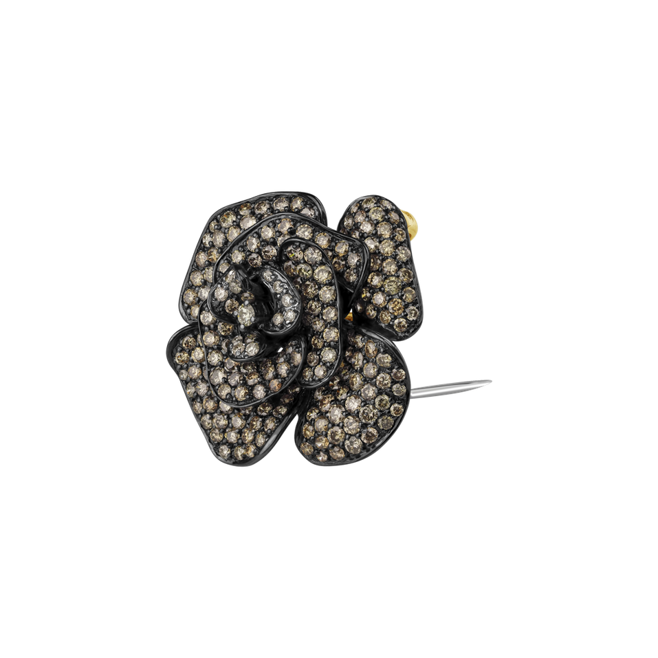 Prsteň s bielymi a hnedými diamantmi Flower Highness