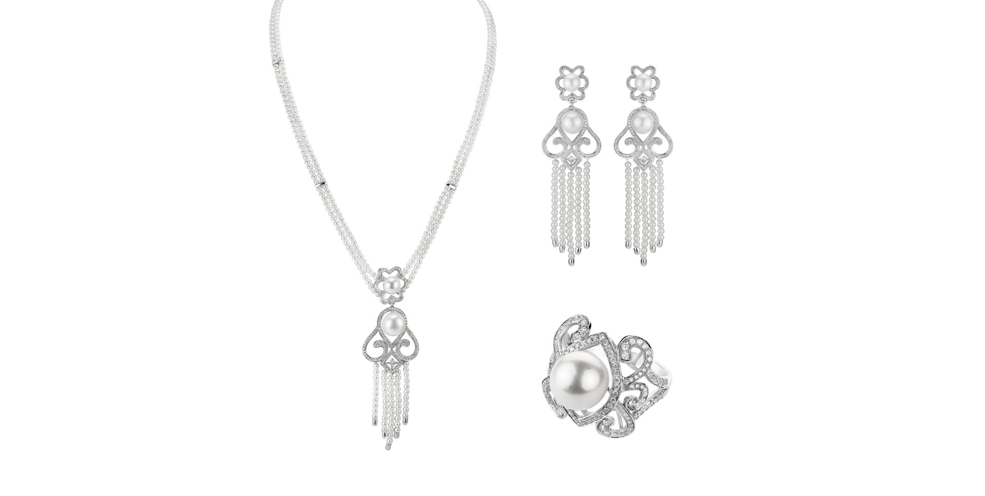 Prsteň s perlou a diamantmi White Countess