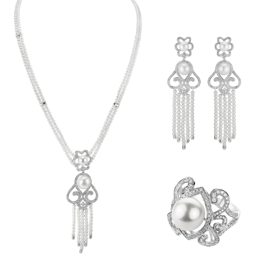 Prsteň s perlou a diamantmi White Countess