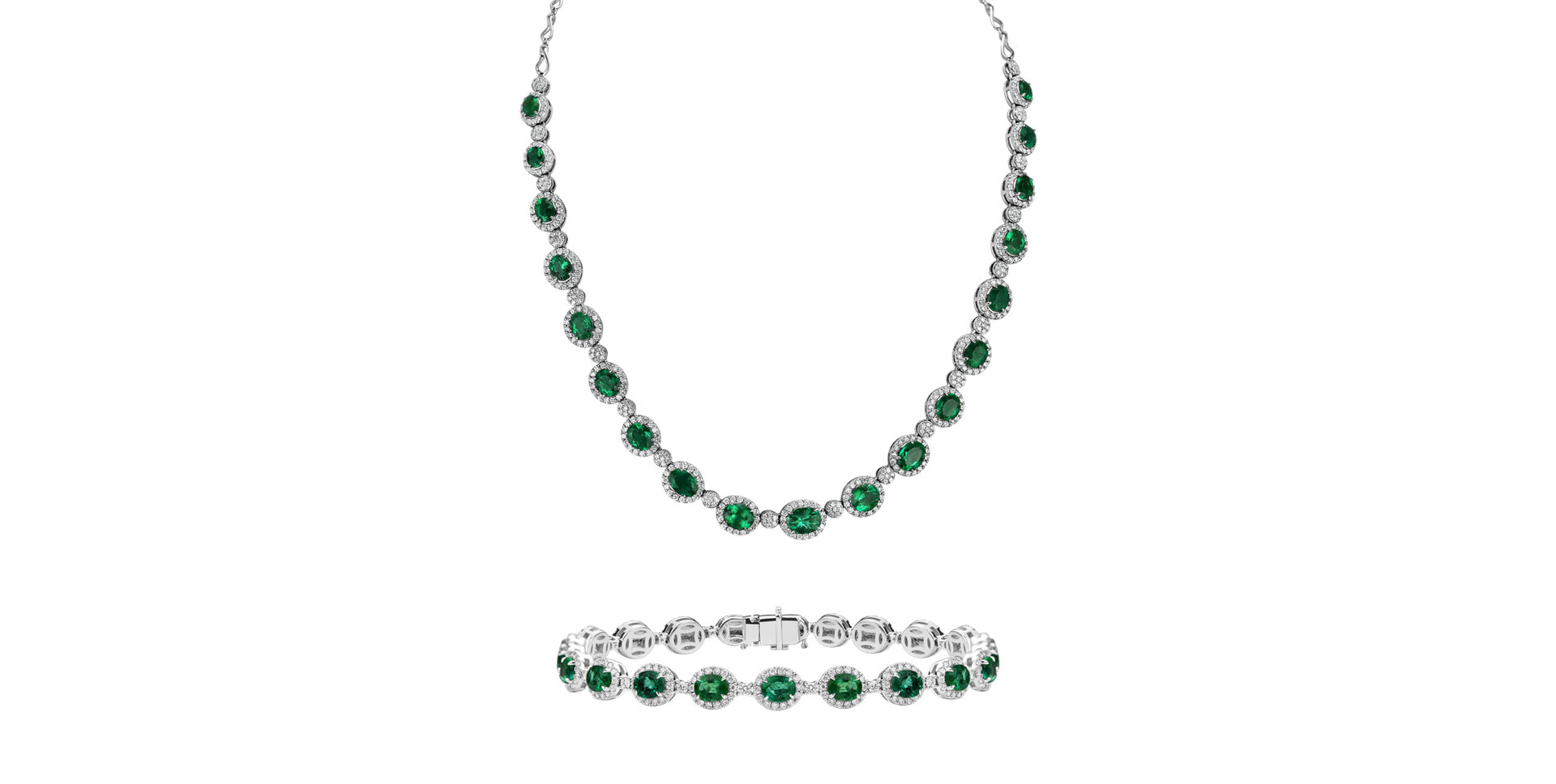 Náhrdelník s diamantmi a smaragdmi Imposant Constellation