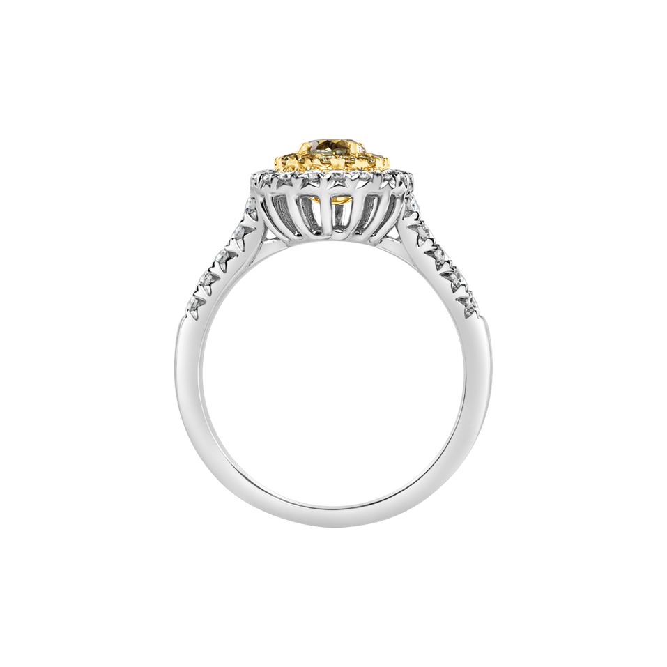 Prsteň s bielymi a žltými diamantmi Sun Galaxy