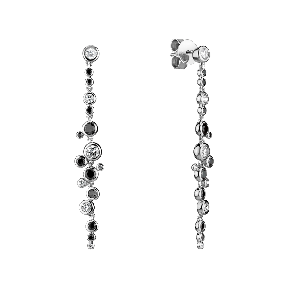 Náušnice s čiernymi a bielymi diamantmi Heaven Waterfall