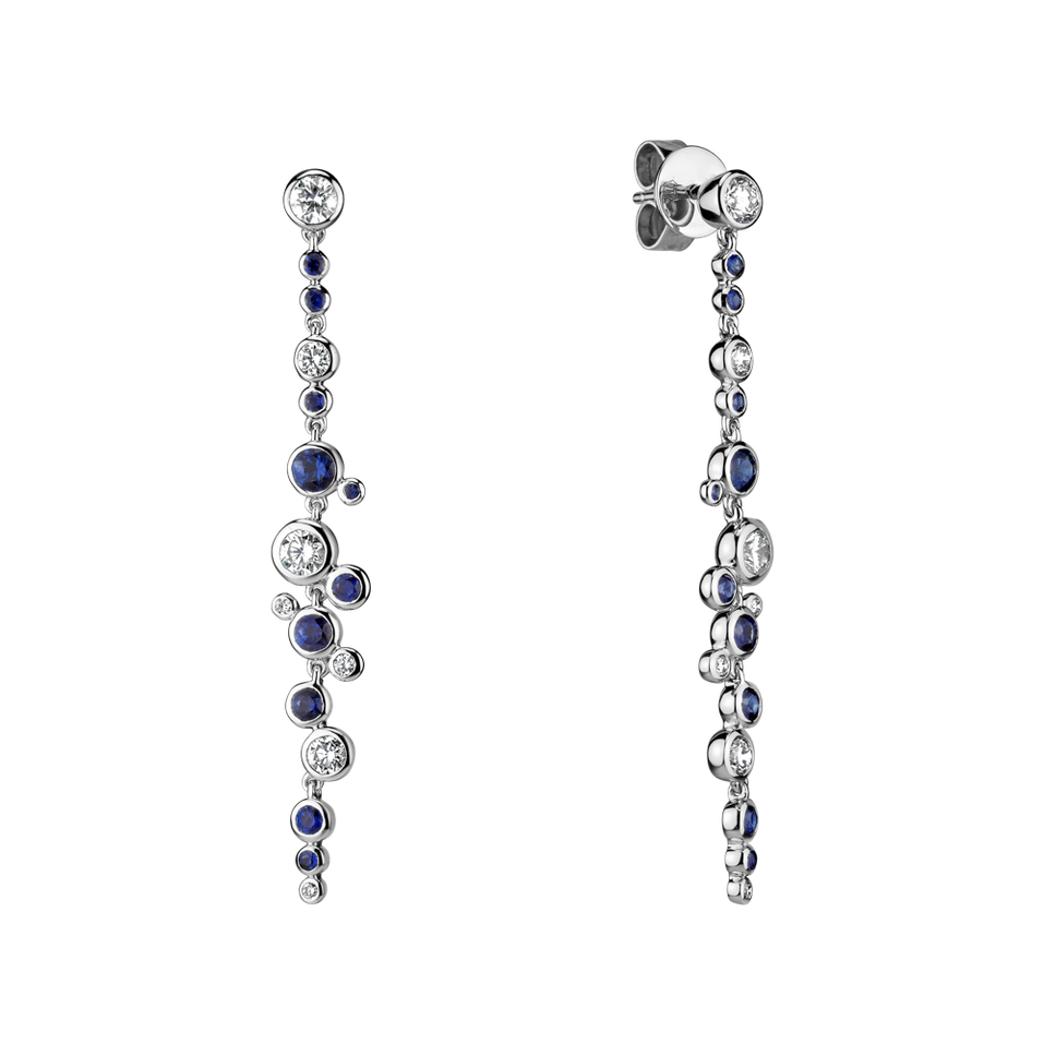 Náušnice s diamantmi a zafírmi Heaven Waterfall
