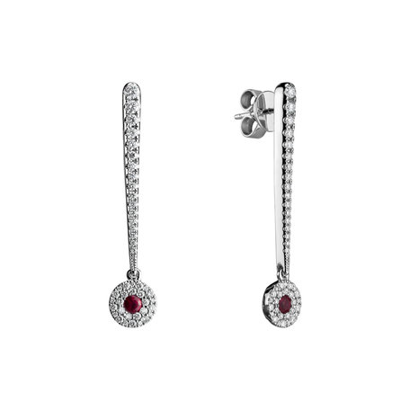 Náušnice s rubínom a diamantmi Sparkling Exclamation