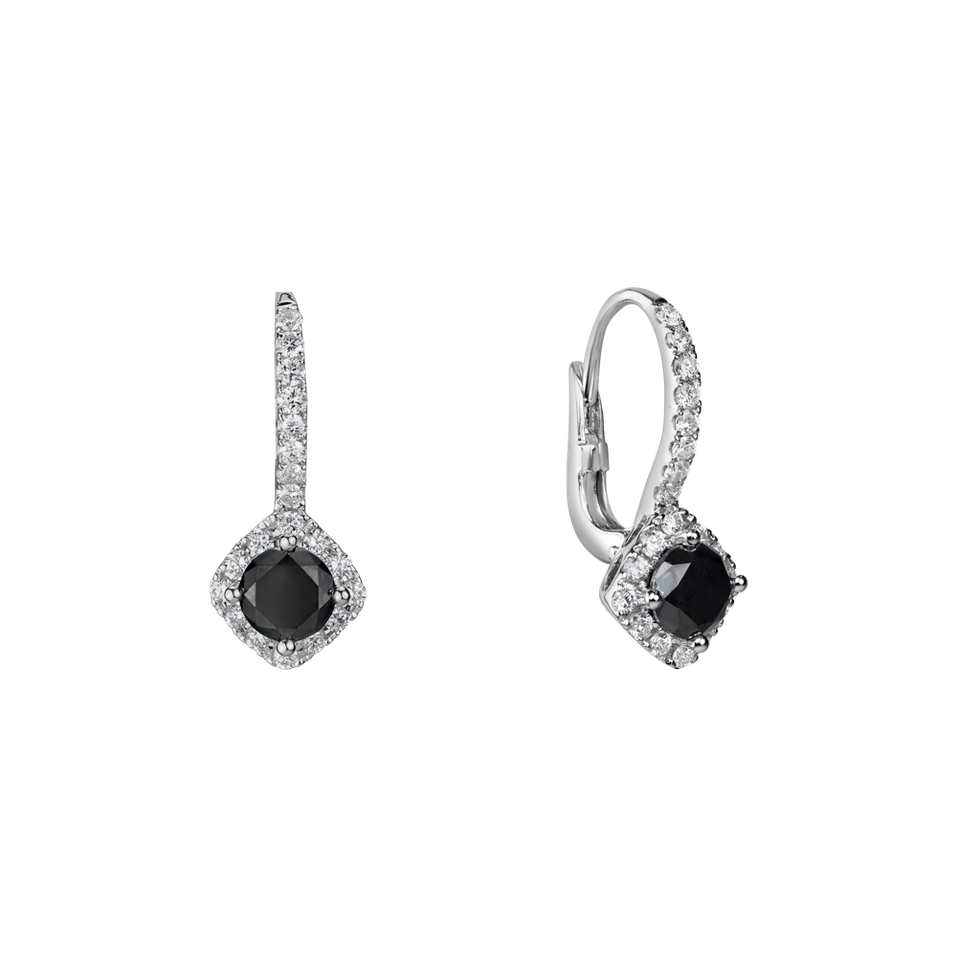 Náušnice s čiernymi a bielymi diamantmi Black Soul