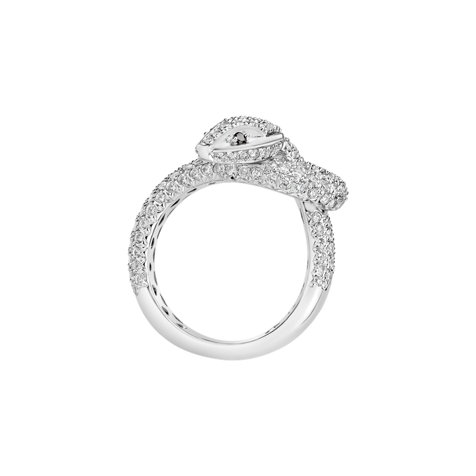 Prsteň s bielymi a čiernymi diamantmi Magical Snake