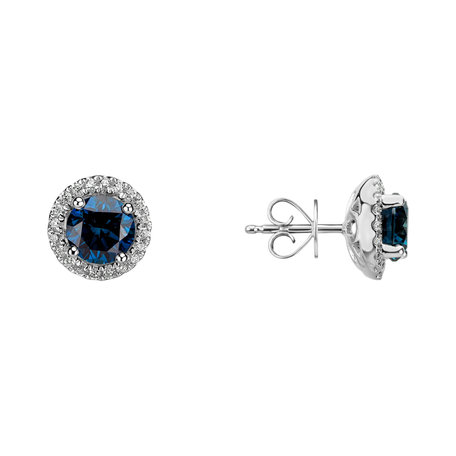 Náušnice s modrým diamantom a bielymi diamantmi Blue Lagoon