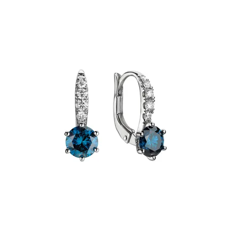 Náušnice s modrým diamantom a bielymi diamantmi Essential Glow