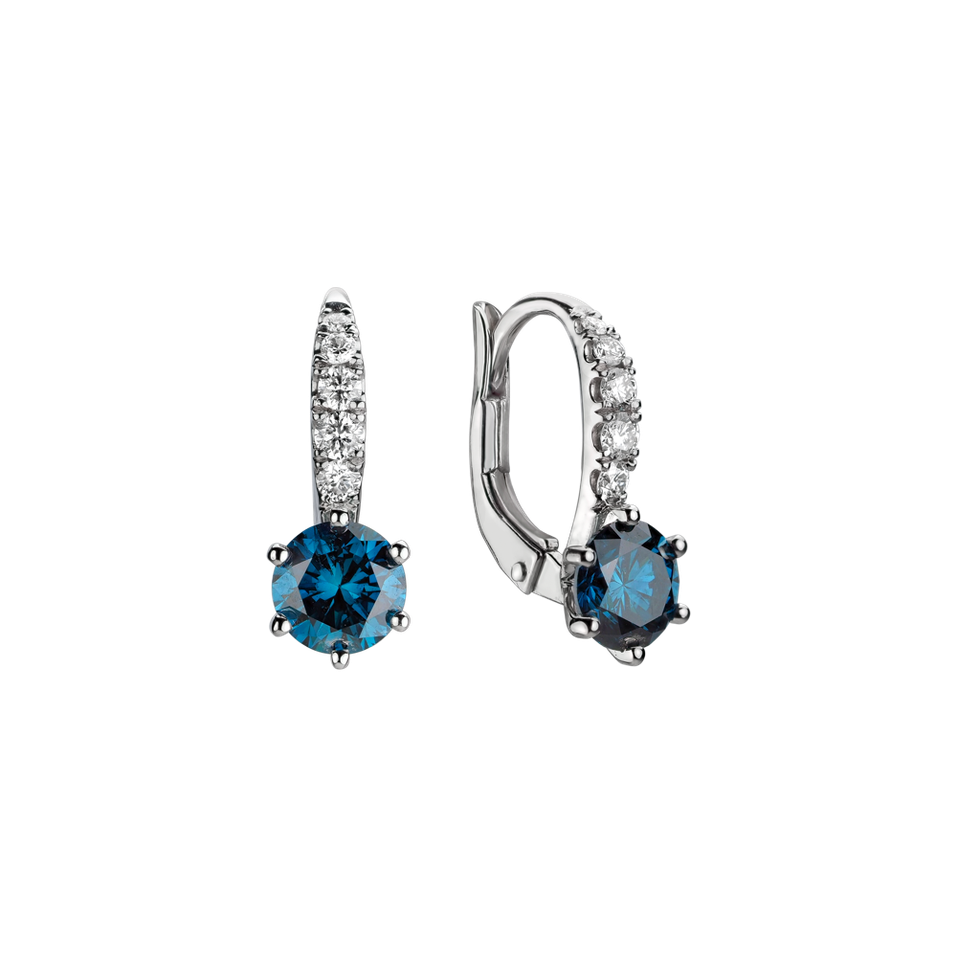 Náušnice s modrým diamantom a bielymi diamantmi Essential Glow