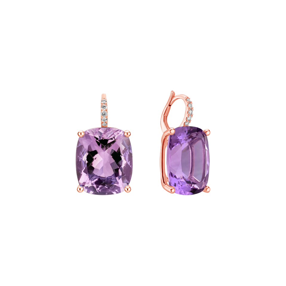 Náušnice s ametystom a diamantmi Apollo