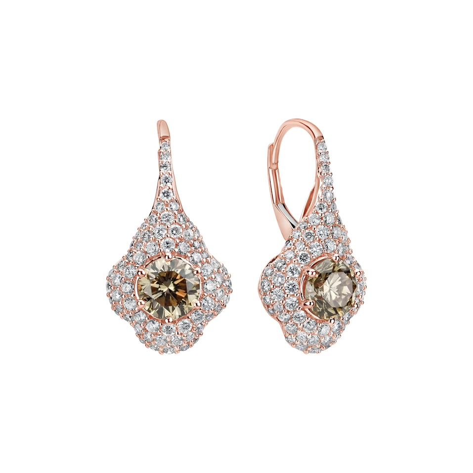 Náušnice s hnedými diamantmi Shiny Madame