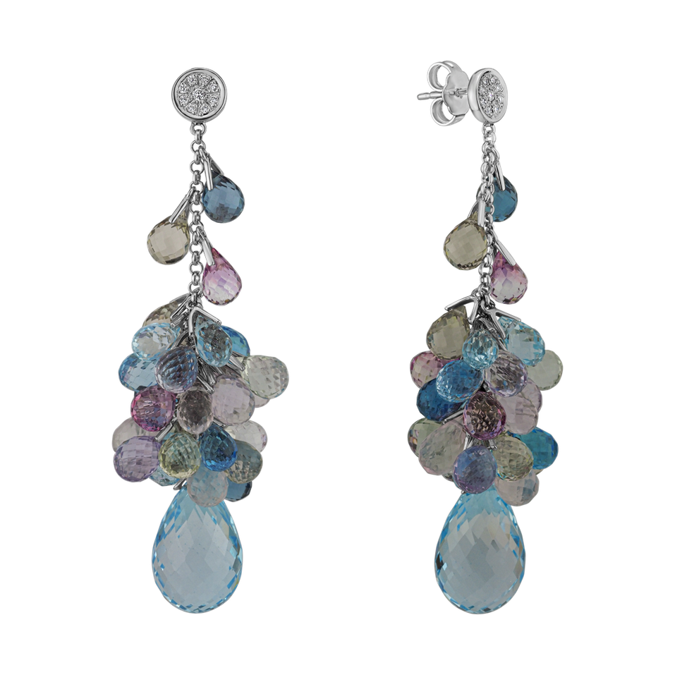 Náušnice s diamantmi a drahokamami Icarius