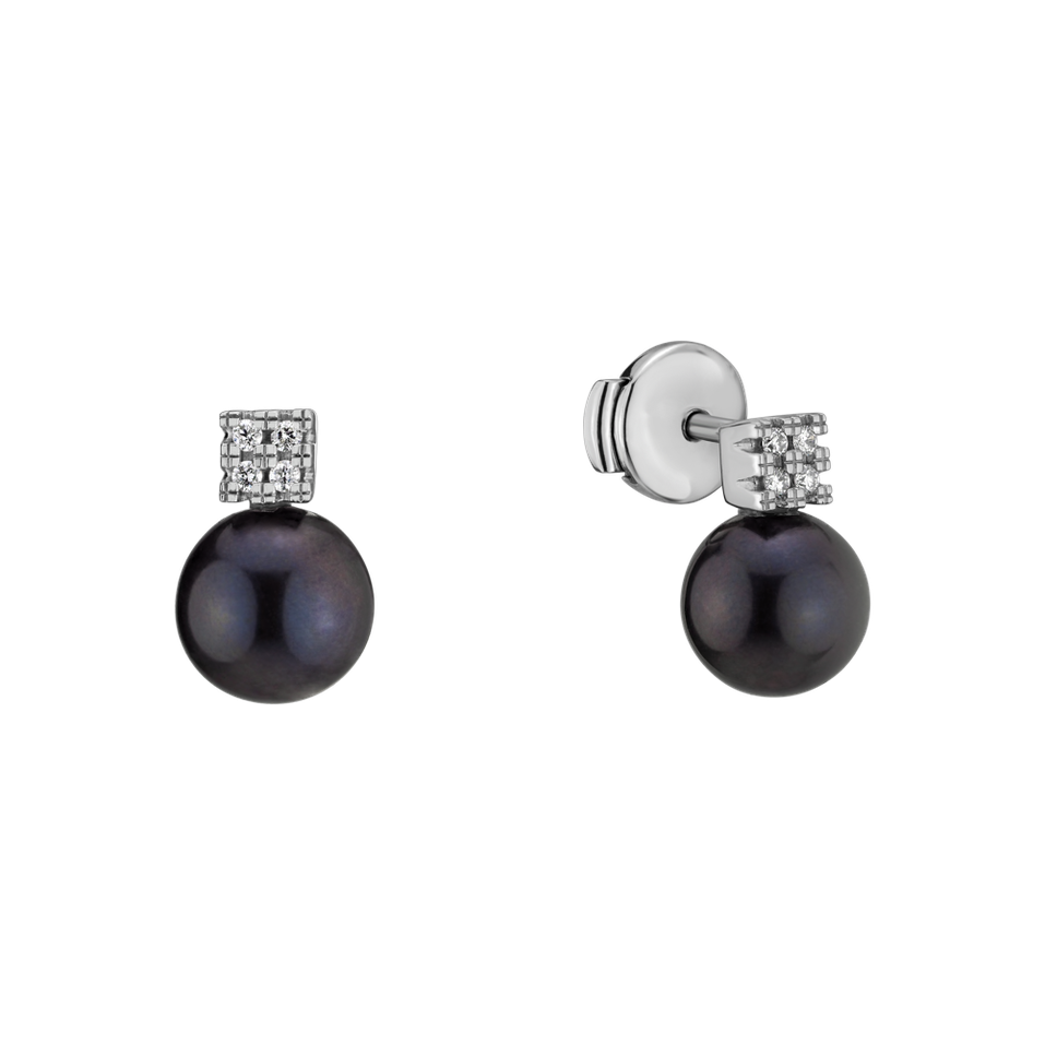 Náušnice s perlou a diamantmi Pearl Fairytale