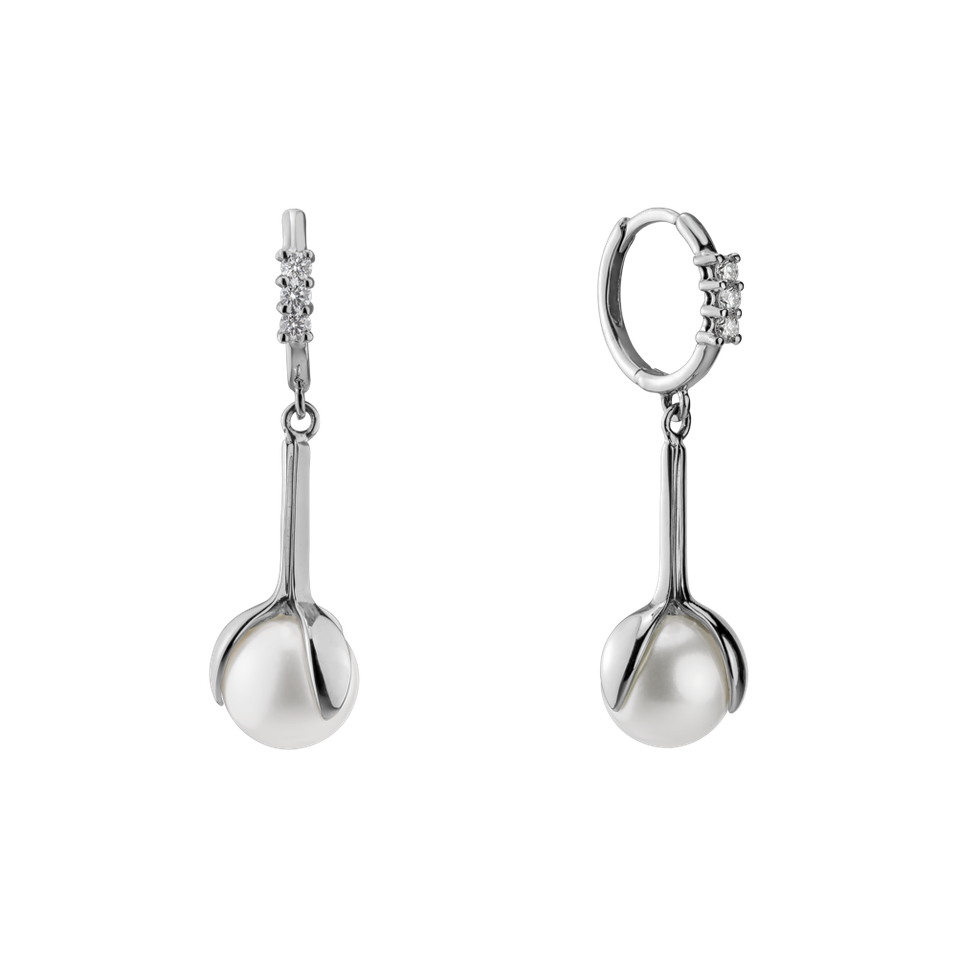 Náušnice s perlou a diamantmi Ocean Flora