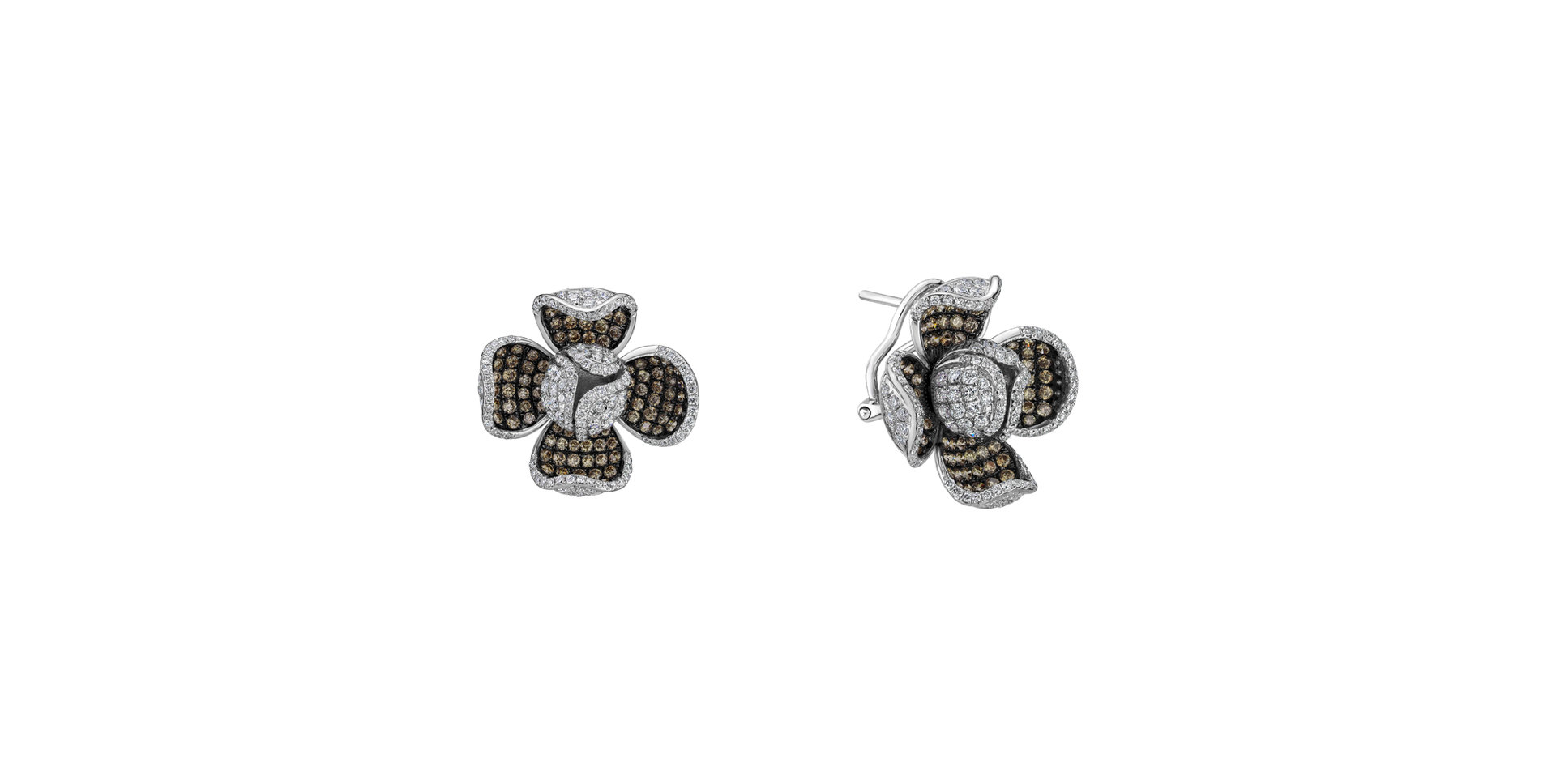 Náušnice s bielymi a hnedými diamantmi Magic Cloud