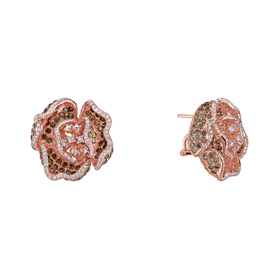 Náušnice s bielymi a hnedými diamantmi Esperance