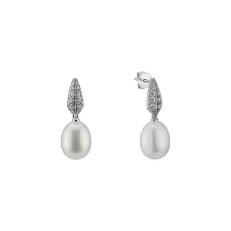 Náušnice s perlou a diamantmi Tatiana Pearls