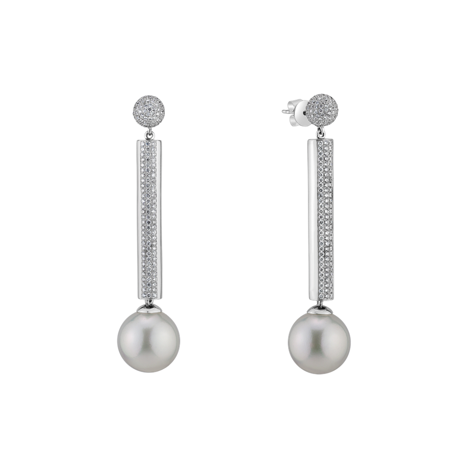 Náušnice s perlou a diamantmi Hermas