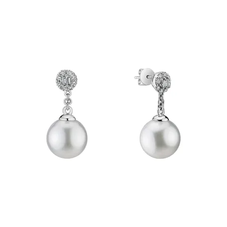 Náušnice s perlou a diamantmi Crystal Sea