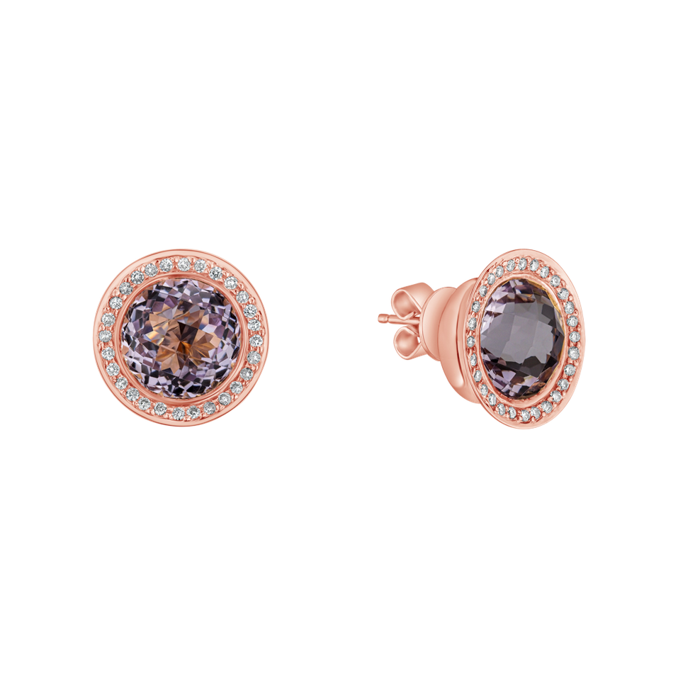 Náušnice s ametystom a diamantmi Monde