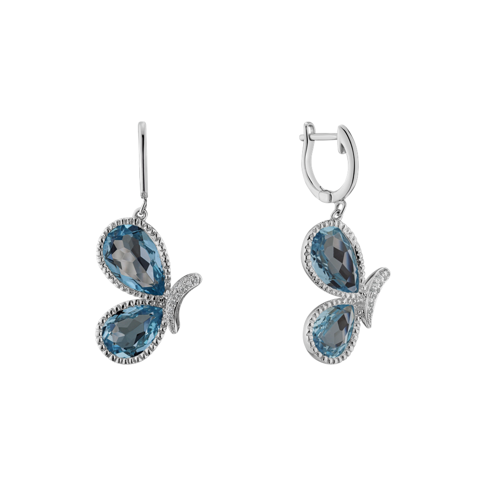Náušnice s diamantmi a topásmi Wings of the Sky
