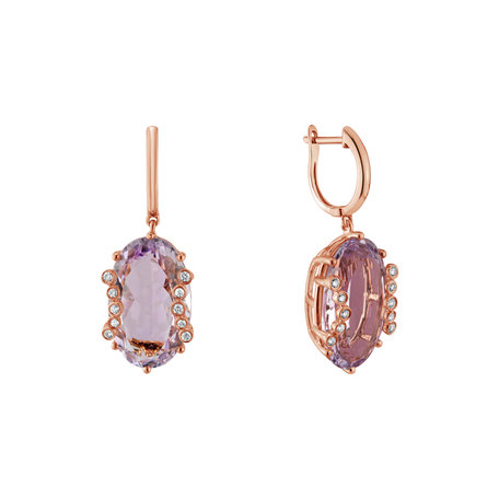 Náušnice s ametystom diamantmi Pink Mist