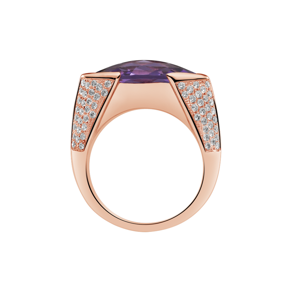 Prsteň s ametystom a diamantmi Fiona