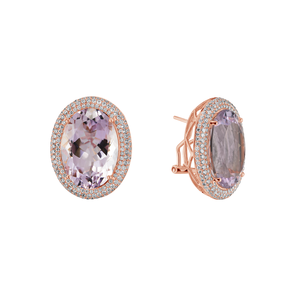 Náušnice s ametystom diamantmi Fantasy Majesty