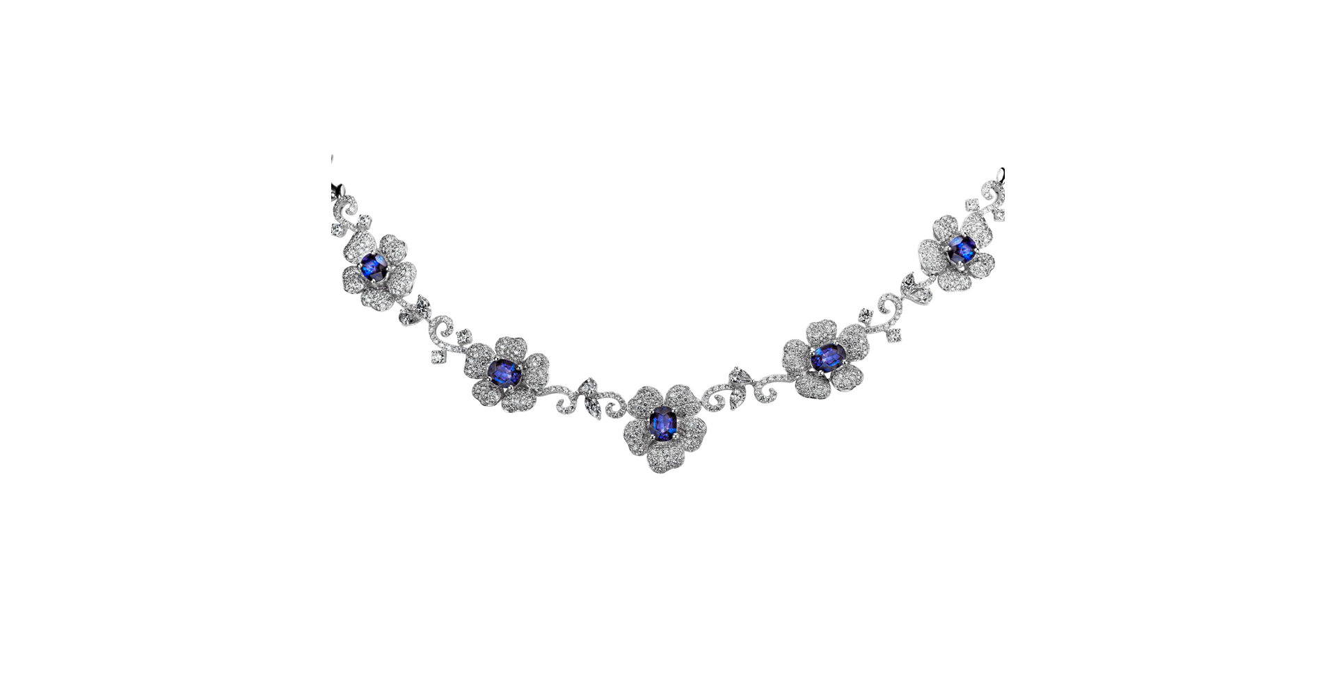 Náhrdelník s diamantmi a zafírmi Neptune