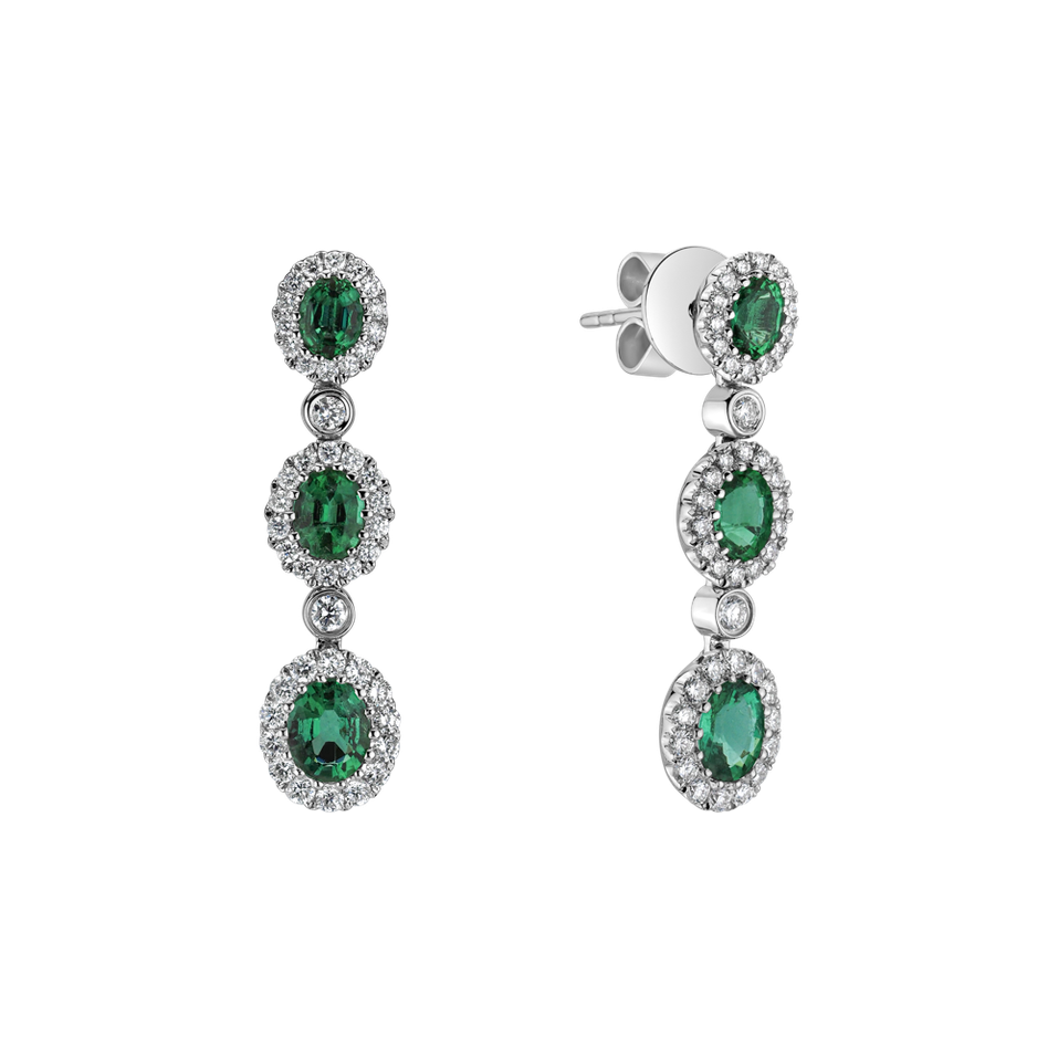 Náušnice s diamantmi a smaragdmi Starry Nocturne