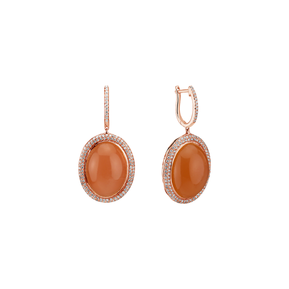 Náušnice s mesačným kameňom a diamantmi Baroque Romance