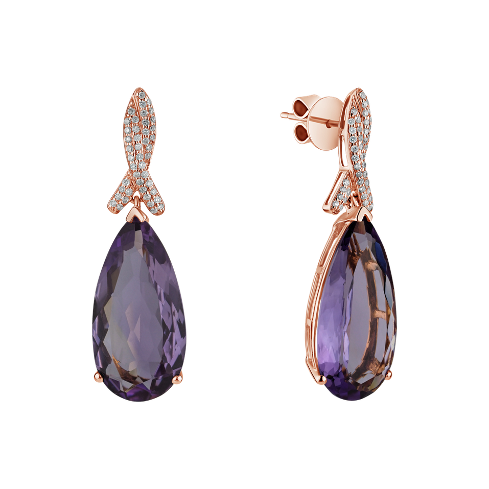 Náušnice s ametystom diamantmi Siddharth