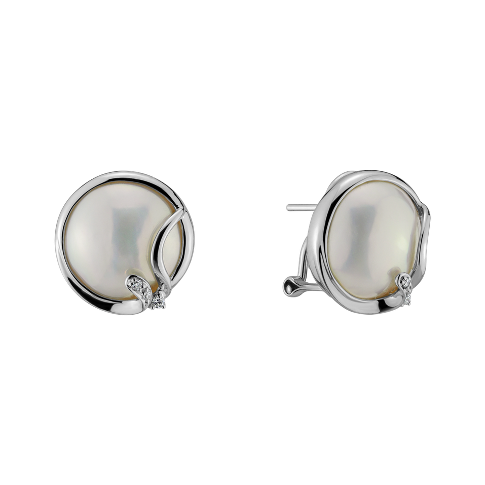 Náušnice s perlou a diamantom Dazzling Ocean