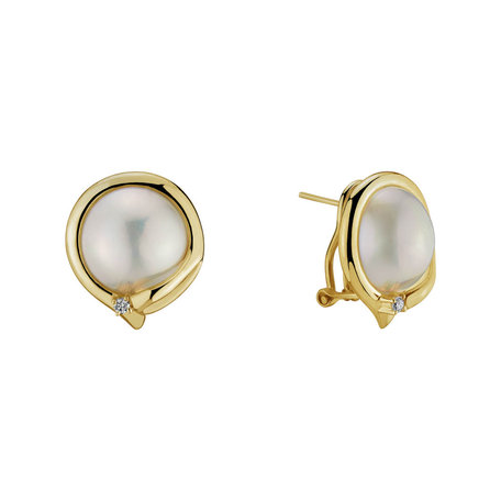 Náušnice s perlou diamantom Pearly Allure