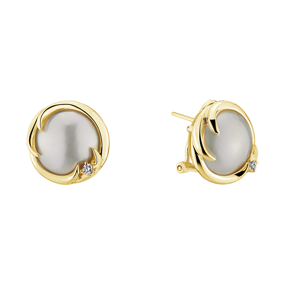 Náušnice s perlou diamantom Lola Waves