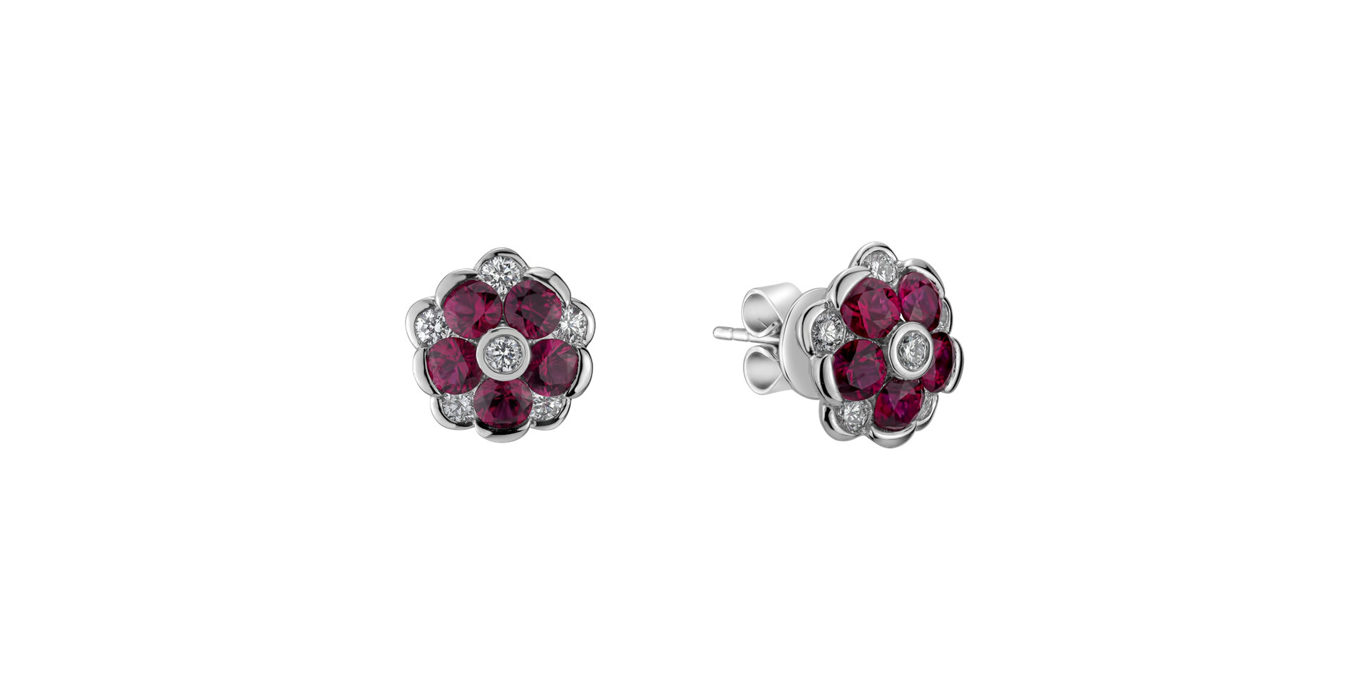 Náušnice s diamantmi a rubínmi Ruby Mood