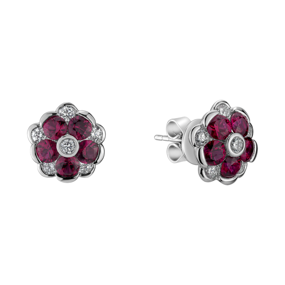 Náušnice s diamantmi a rubínmi Ruby Mood