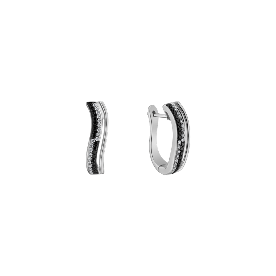 Náušnice s čiernymi a bielymi diamantmi Difference of Love