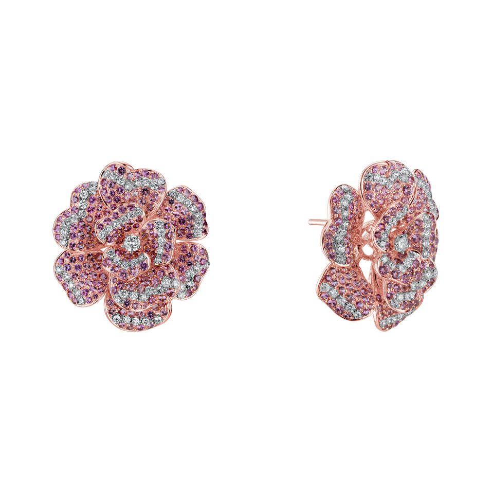 Náušnice s diamantmi a zafírmi Ice Flower