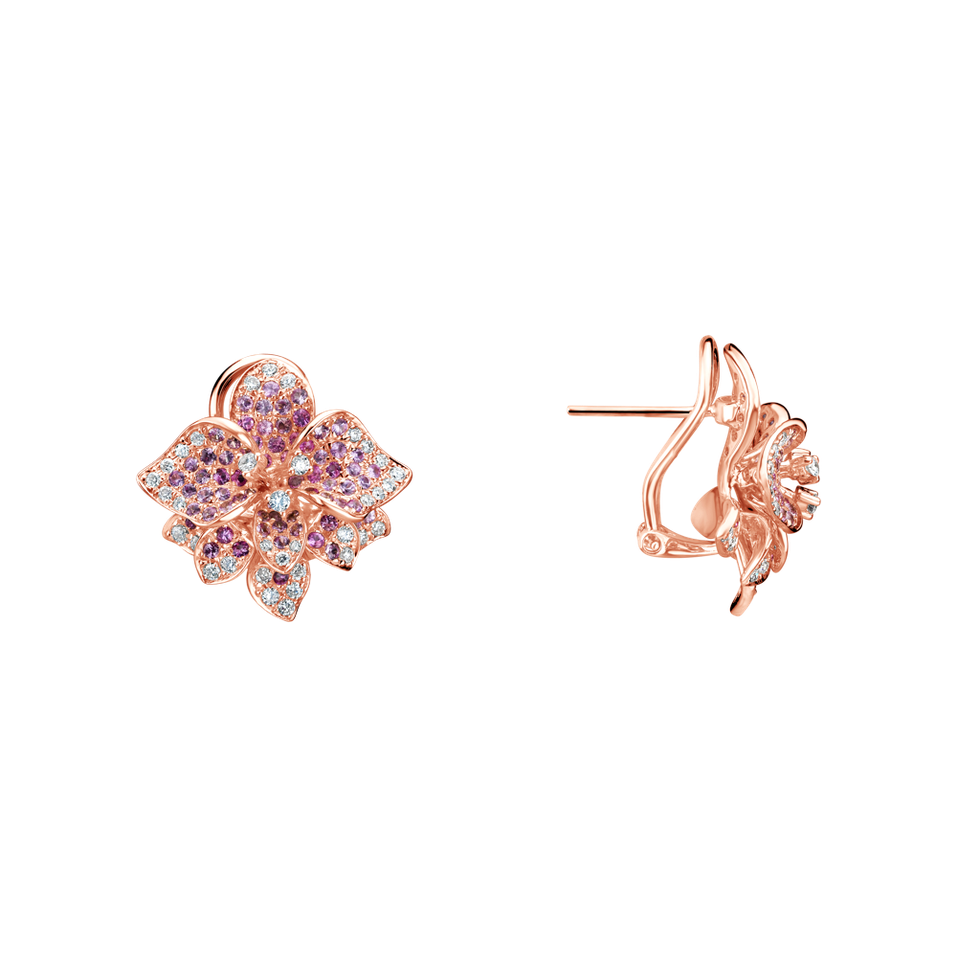 Náušnice so zafírmi a diamantmi Flowering Sapphire