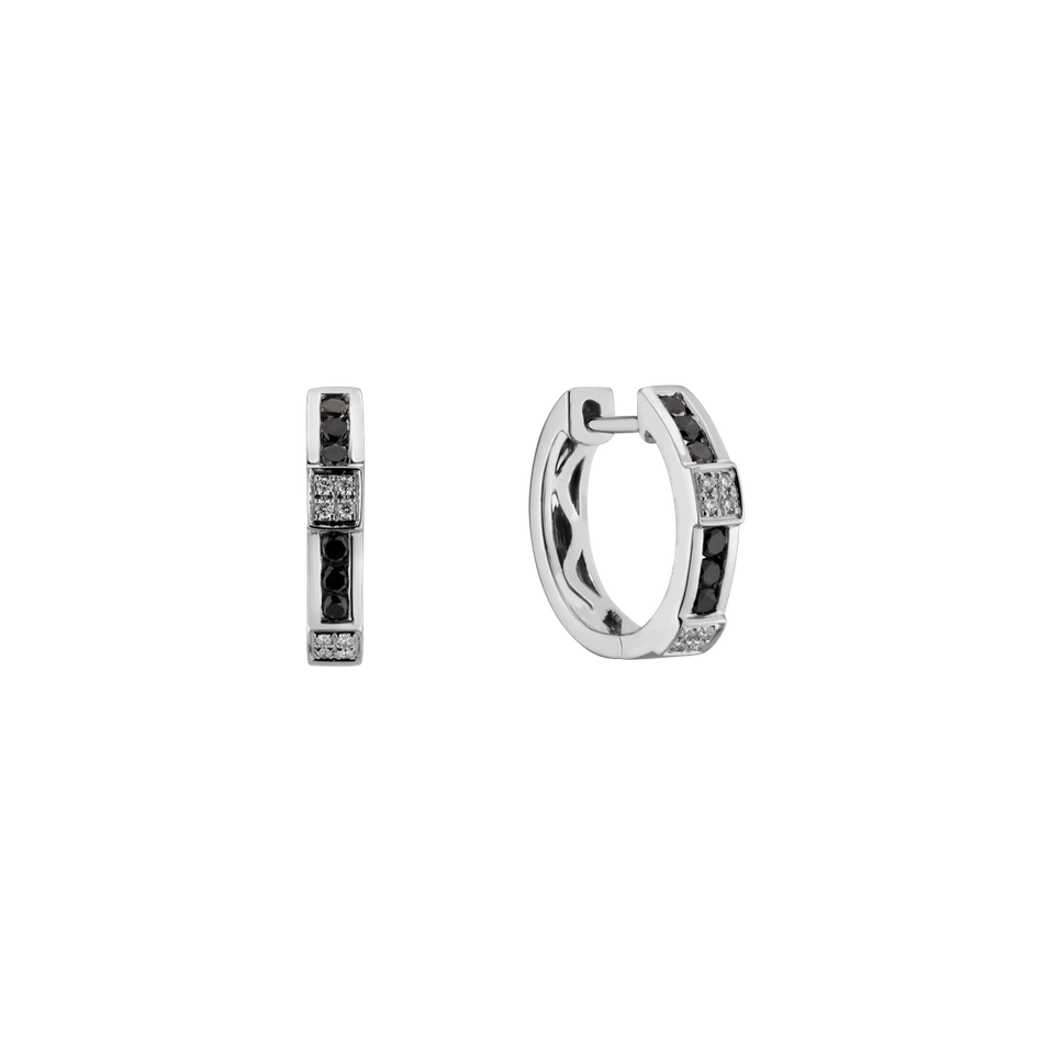 Náušnice s čiernymi a bielymi diamantmi Dark Line