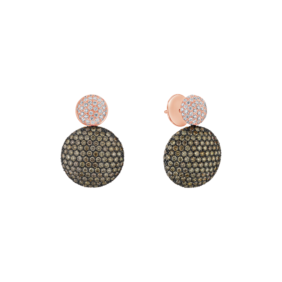 Náušnice s bielymi a hnedými diamantmi Graceful Ladyship