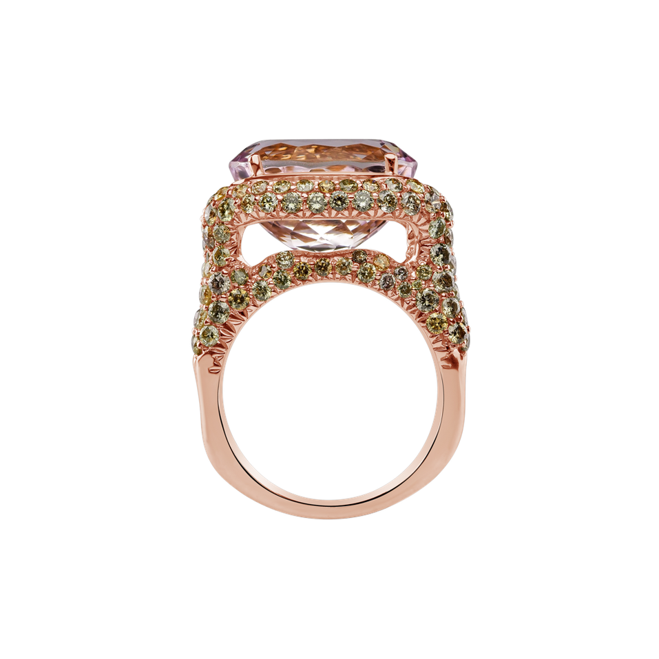 Prsteň s kunzitom a diamantmi Purple Gentility